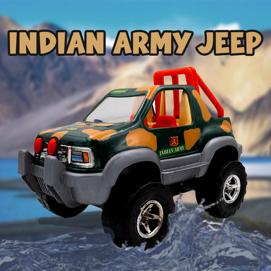 Toybharat Unisex Kids For Free Wheel Indian Army Jeep |Multicolour |Friction Power Toys