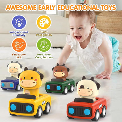 Toybharat Pressing go Animal Car 1 Pcs.  | Multicolour | Push N Go Toys | Kids Gift