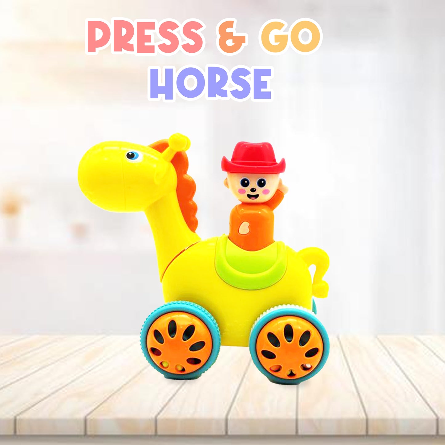 Toybharat Push N Go Small Horse | Multicolour | Travel Toys | Push N Go