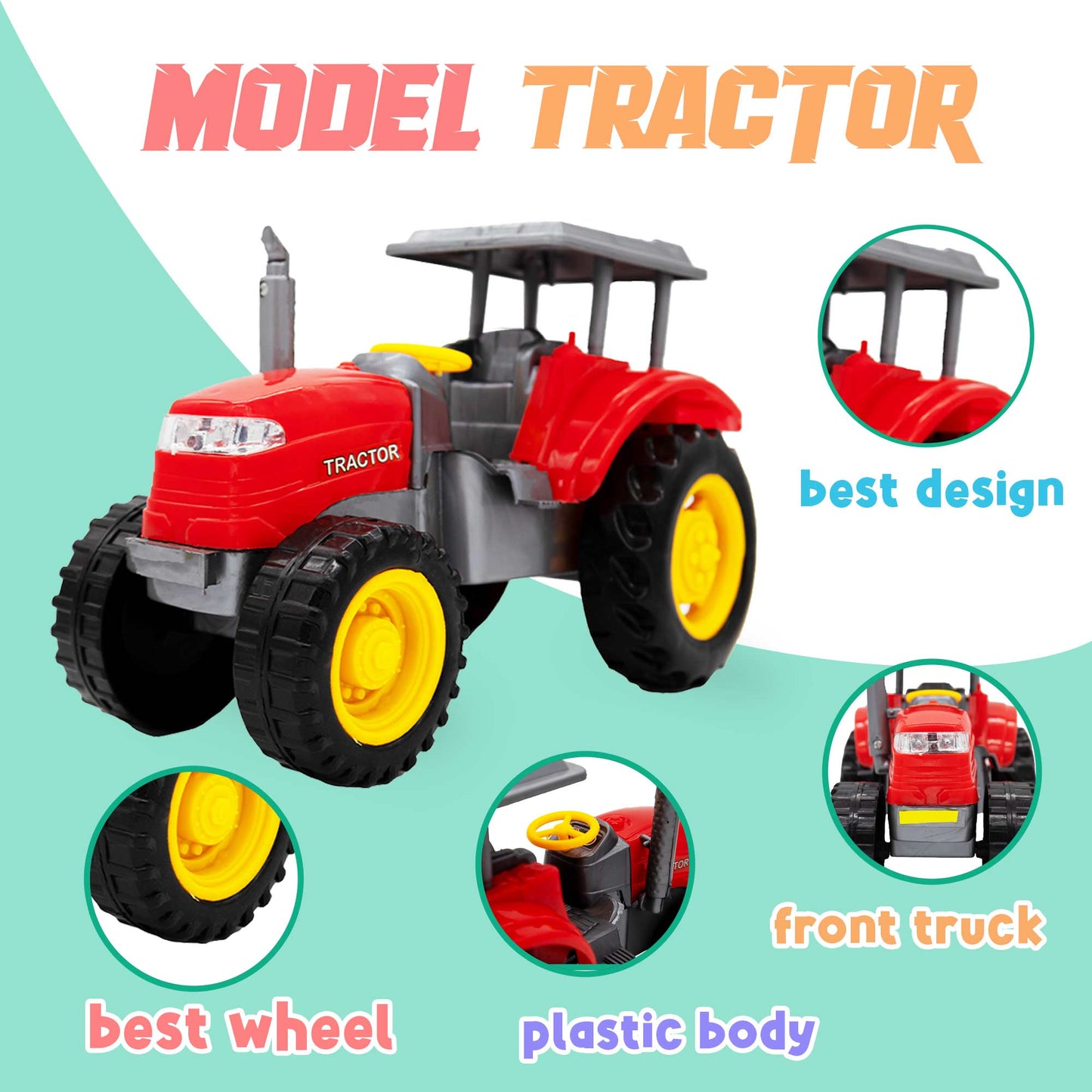 Toybharat Free Wheel Model Tractor |Multicolour |Free Wheel Toys| Toy Gift
