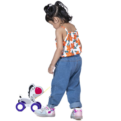 Toybharat Unisex Kids For Pulling Zebra |Multicolour | Travel Toys | Birthday Gift |Pull Along Toy