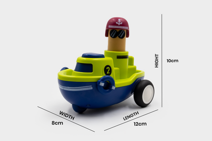 Toybharat Unisex Kids For Pressing Go Boat |Multicolour | Push N Go Toys | Birthday Gift